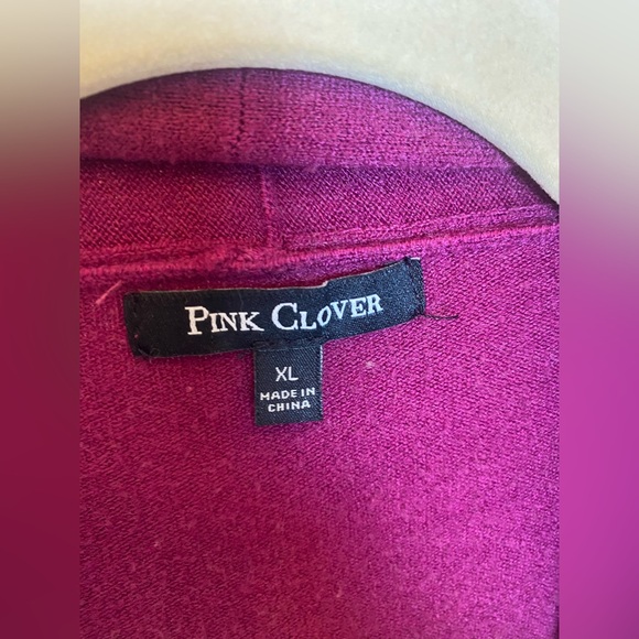 Pink Clover Women’s Magenta Raspberry Open Front Knit Cardigan Size XL Pockets - Picture 10 of 10